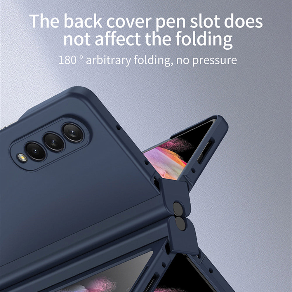 Til Samsung Galaxy Z Fold4 5G Pen Holder Telefon Etui Hard PC Folde Telefon Etui med hærdet glas film Til Samsung Galaxy Z Fold4 5G Pen Holder Telefon Etui Hard PC Folde Telefon Etui med hærdet glas film